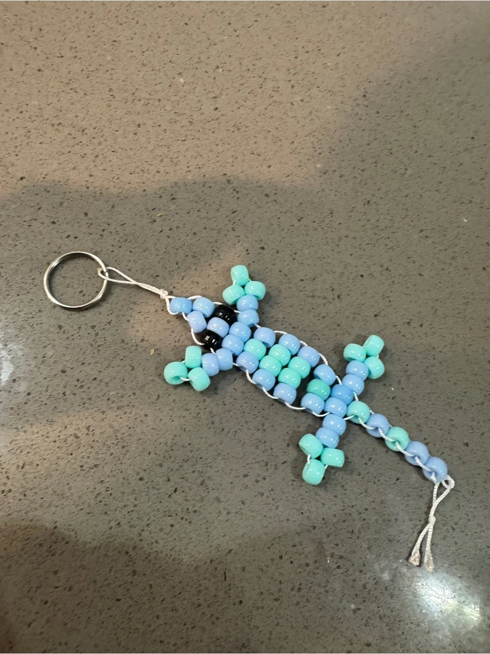 Handmade Kids Beaded Lizard Keychain - Blue & Mint